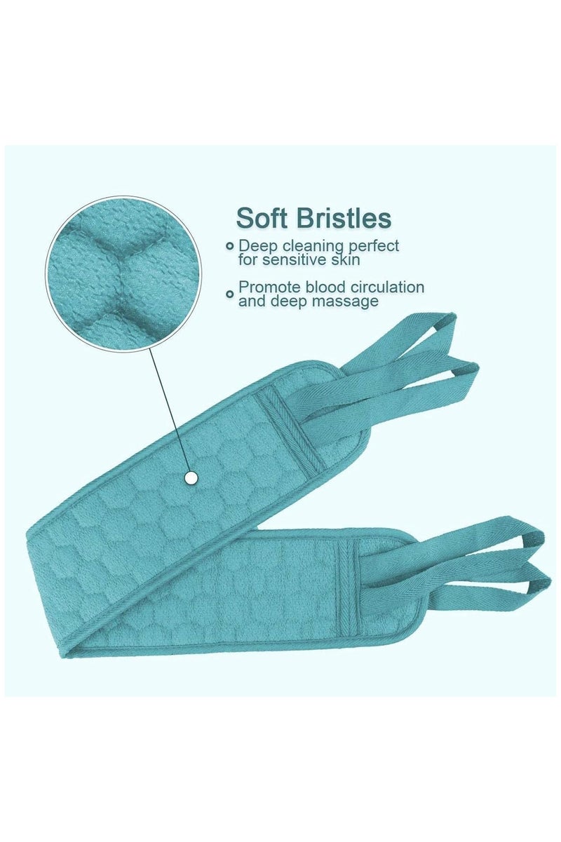 3 Pieces Sponge Body Scrubber Gloves Set Long Strap Back Loofah + Exfoliating Loofah Glove + Multifunctional Bath Loofah - Dead Skin Remover Body Scrubber (Blue) - Image 2