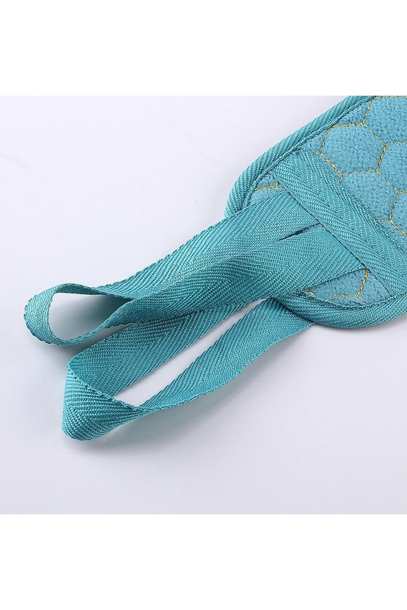 3 Pieces Sponge Body Scrubber Gloves Set Long Strap Back Loofah + Exfoliating Loofah Glove + Multifunctional Bath Loofah - Dead Skin Remover Body Scrubber (Blue) - Image 5