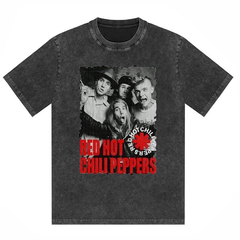 Washed Cotton T Shirt Red Chili Peppers Band Vintage Men - Image 2