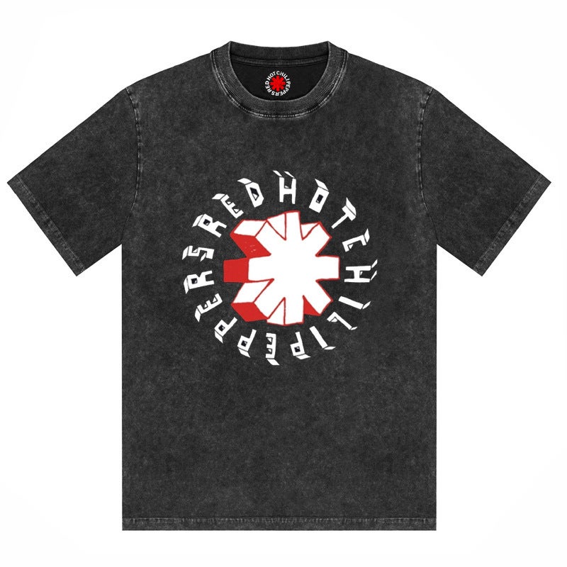 Washed Cotton T Shirt Red Chili Peppers Band Vintage Men - Image 5