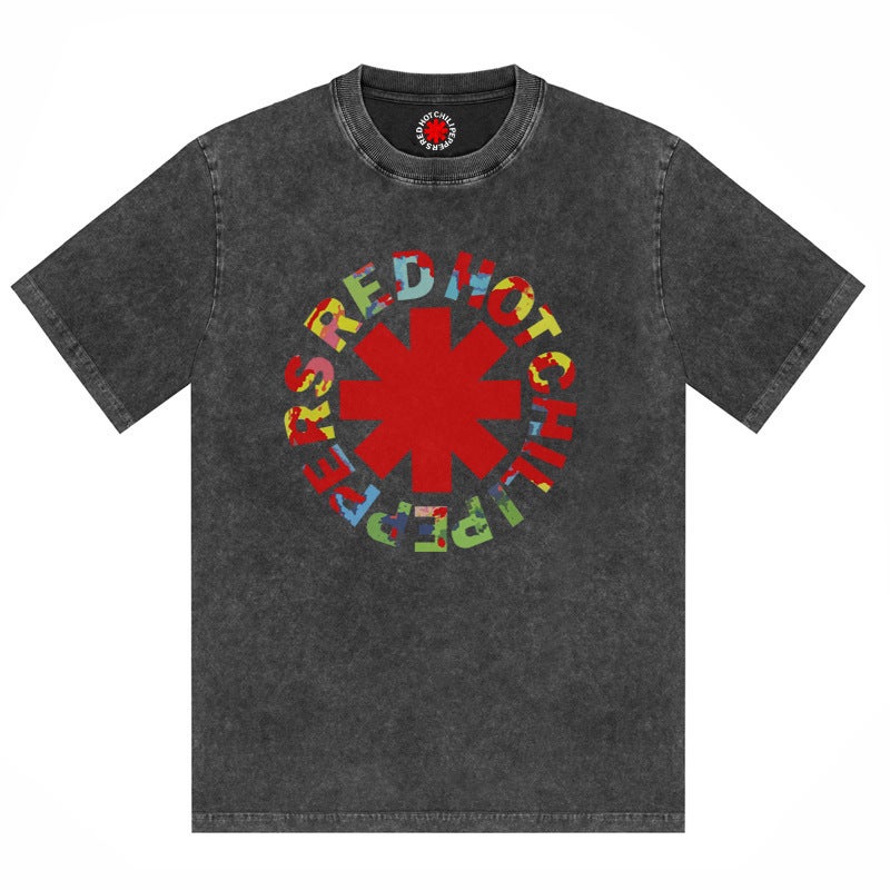 Washed Cotton T Shirt Red Chili Peppers Band Vintage Men - Image 4