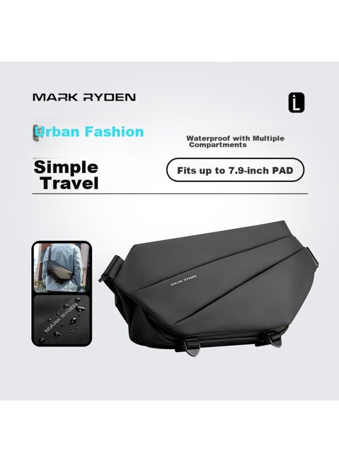 MARK RYDEN Marco Laideng Shoulder Bag, Sports Large Capacity Crossbody Bag, Motorcycle Chest Bag, Trendy Multifunctional Messenger Bag For Men, Mr6108, Elegant Black - Image 1