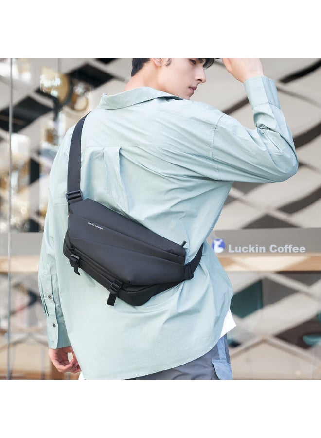 MARK RYDEN Marco Laideng Shoulder Bag, Sports Large Capacity Crossbody Bag, Motorcycle Chest Bag, Trendy Multifunctional Messenger Bag For Men, Mr6108, Elegant Black - Image 5