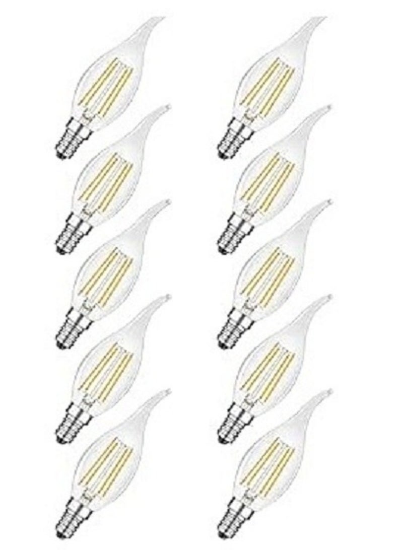 لمبة شمعة LED، E14 4W لمبة شمعة LED بيضاء دافئة، 4W تحل محل لمبة الشمعة القديمة 40W للثريا،، غير قابلة للتعتيم، شفافة، حزمة من 10