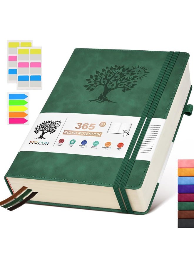 PERCUN B5 Lined Journal Notebook - 365 Page Large Leather Journals for Writing Women Men，Hardcover Notebook with 100Gsm Thick Pages，Daily Diary for Travel, Work，School，College Ruled (7.6" x 10.3") - Image 1
