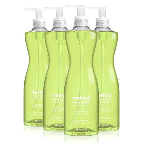 Method Gel Dish Soap Lime Sea Salt Biodegradable Formula Tough on Grease 18 Fl Oz Pack of 4