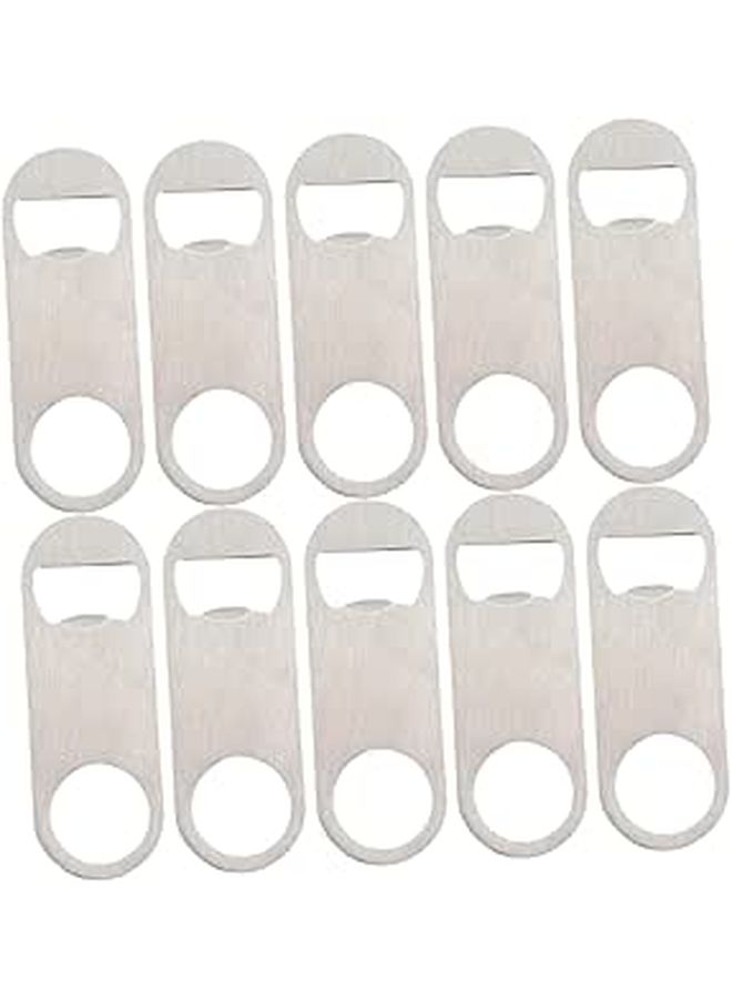 Small Stainless Steel Beer Bottle Opener Flat Beverage Cap Opener Set 10pcs - Image 1