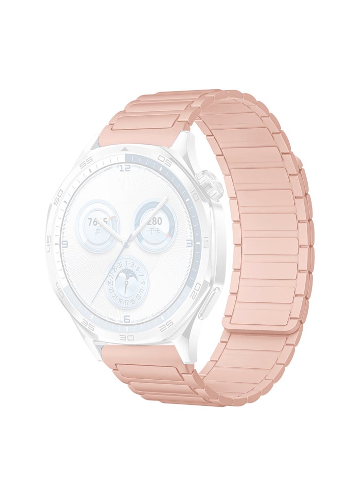 22mm Watch Band for Huawei Watch GT 5 Pro/GT 5/GT 4/GT 3/GT 2 46mm 3-Bead Silicone Magnetic Strap - Pink - Image 1