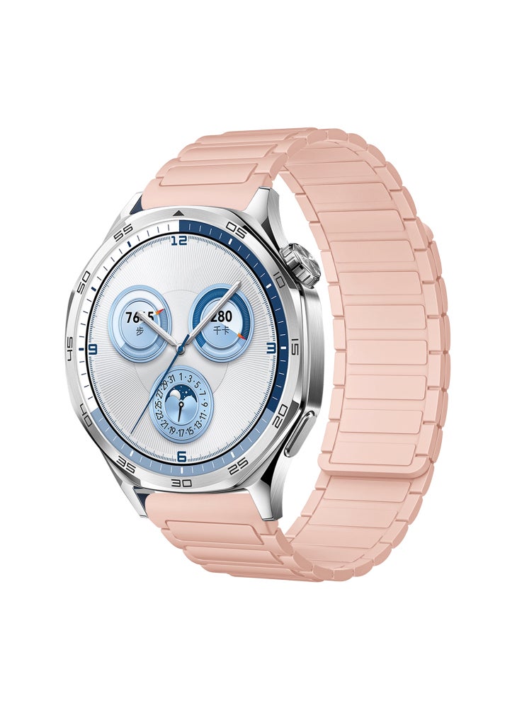 22mm Watch Band for Huawei Watch GT 5 Pro/GT 5/GT 4/GT 3/GT 2 46mm 3-Bead Silicone Magnetic Strap - Pink - Image 2