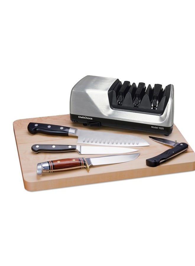 CHEF'S CHOICE Hone Electric Knife Sharpener for 15 and 20-Degree Knives 100% Diamond Abrasive Stropping Precision Guides for Straight and Serrated Edges, 3-Stage, Gray - Image 1