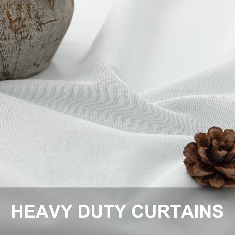 Pitalk Black Out Curtains 63 Inch Long Small White Blackout Energy Saving Dining Room Darkening Curtain for Nursery Office Shabby Chic Faux Linen Kids Bedroom Curtains 63 Inch Length 2 Panels Back Tab Pocket - Image 2