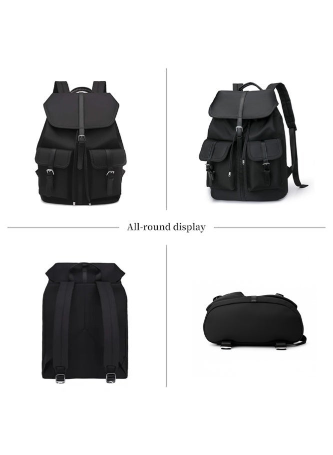 SHABILI Women's Fashion Laptop Backpack, Ladies Oxford Fabric Back Bag School Bag Tourist Bag with Buckle Design and Multi Pockets, Large Capacity Shoulder Bag for Commuting Girls College Studentsï¼ˆBlackï¼‰ - Image 4
