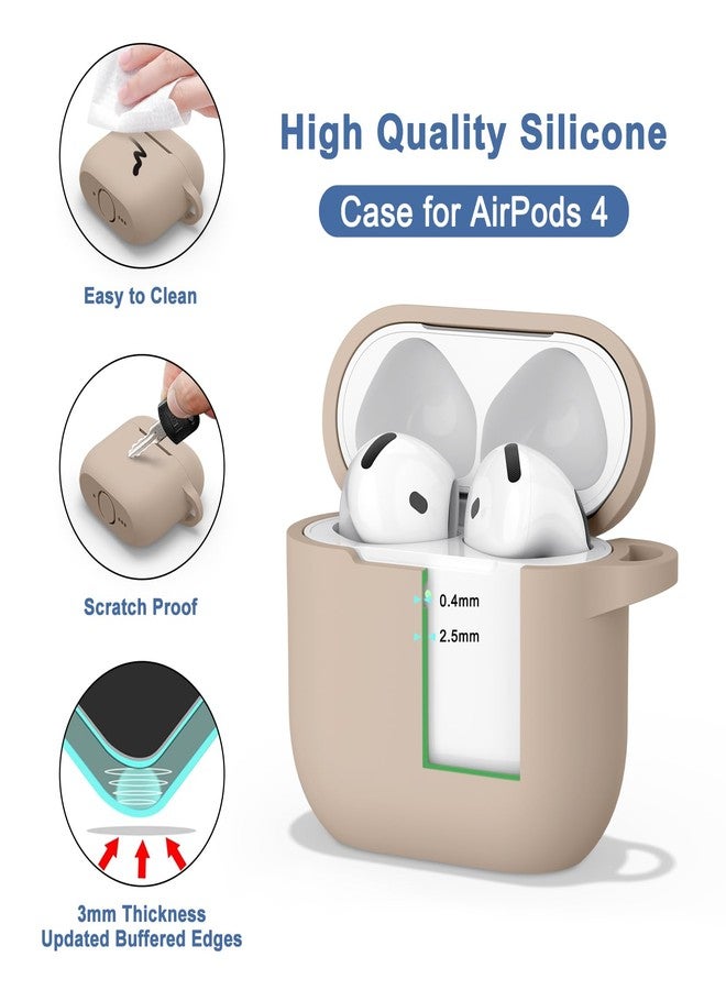 Meliya for AirPods 4 Case Cover 2024 with Lanyard & Keychain, Soft Silicone Protective Case for Apple AirPods 4th Generation, Full Protection, Support Wireless Charging (Milk Tea) - Image 3