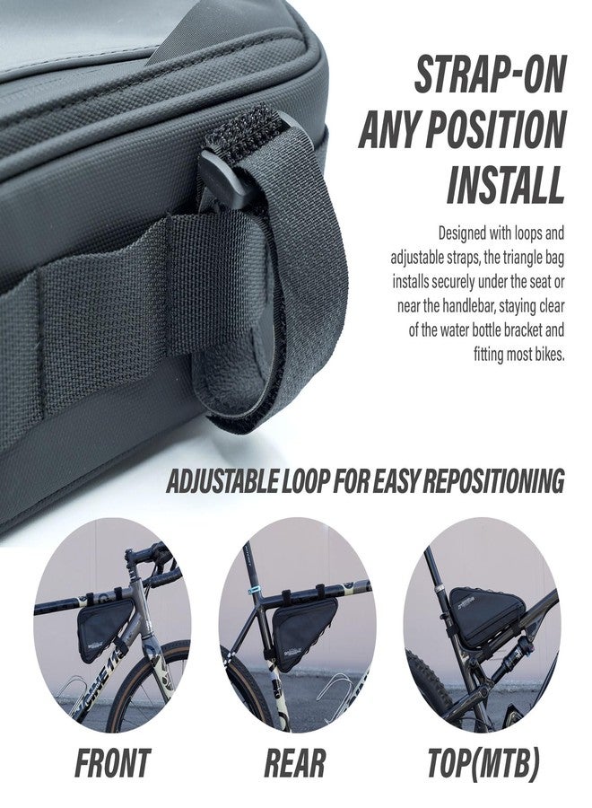 DASHIELD Bike Frame Bag with Two Side Pockets Waterproof Reflective Bicycle Triangle Pouch Storage Bag Strap-On, Mountain Road Bike MTB Cycling Bike Acessories, 1.5L - Image 4