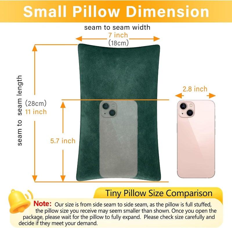 1 MIDDLE ONE 2 Pack Small Pillow, Memory Foam Mini Pillow 11 X 7 Inches for Travel, Sleeping, Nap and Neck, Knee, Lumbar Support, Tiny Cushion for Pet, Dogs (Dark Green) - Image 2