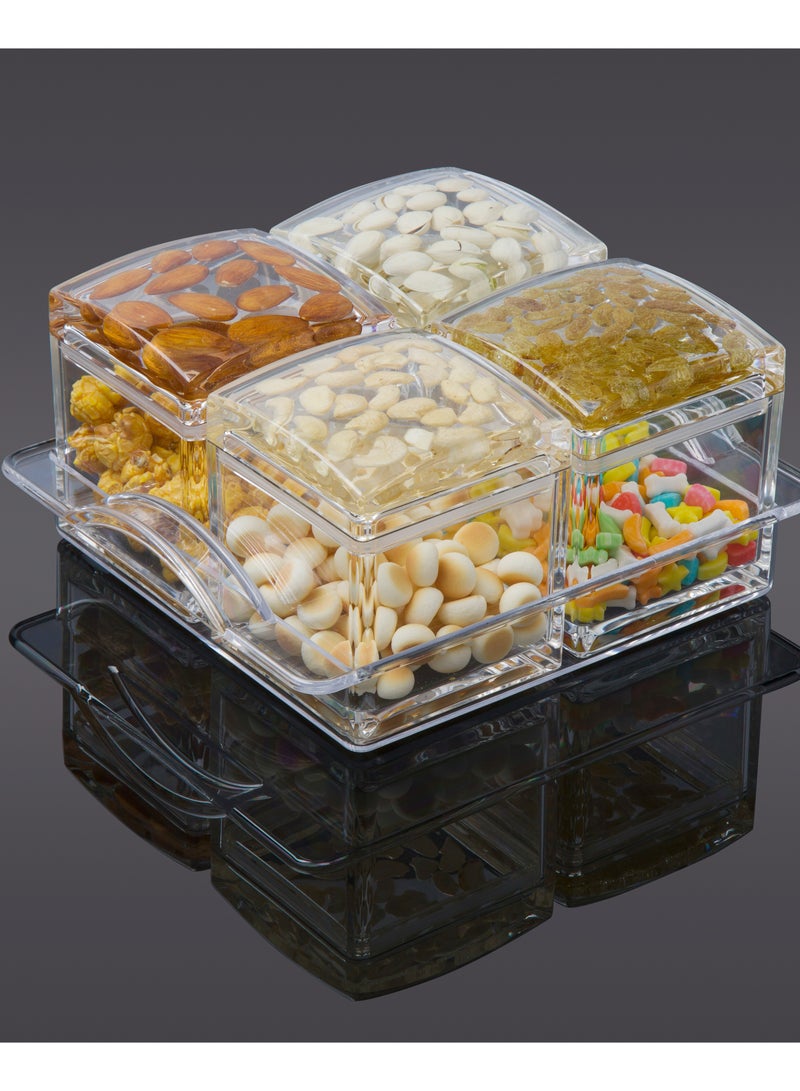 Air tight canister,Acrylic Storage Jar With Lid, Airtight Acrylic Storage Jar With Diamond Shape Lid Shatter Proof Cookie Jars for Kitchen Counter Candy Apothecary Canisters Nuts & Coffee Beans, 4pcs - Image 1