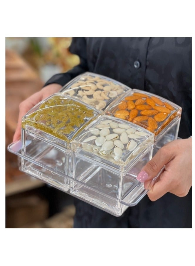 Air tight canister,Acrylic Storage Jar With Lid, Airtight Acrylic Storage Jar With Diamond Shape Lid Shatter Proof Cookie Jars for Kitchen Counter Candy Apothecary Canisters Nuts & Coffee Beans, 4pcs - Image 2