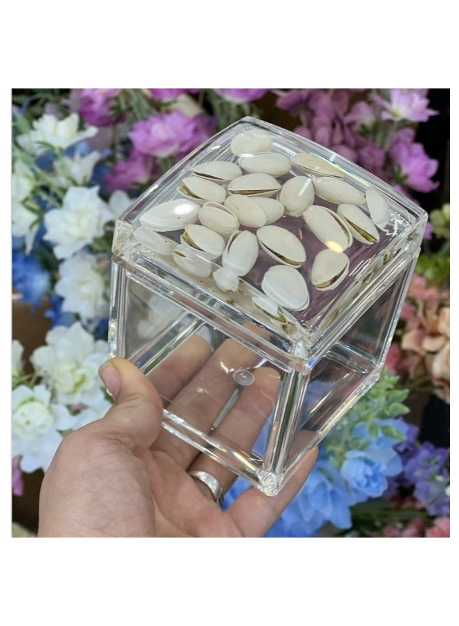 Air tight canister,Acrylic Storage Jar With Lid, Airtight Acrylic Storage Jar With Diamond Shape Lid Shatter Proof Cookie Jars for Kitchen Counter Candy Apothecary Canisters Nuts & Coffee Beans, 4pcs - Image 4