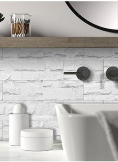 CityRiya-Long Decorative 3D Wall Panels Wall Panels 16PCS 20.32*10.16cm 3D Wall Sticker Self-Adhesive Wall Panels Waterproof PE Foam Wallpaper Brick Wallpaper for Kichen Wall Decor  - Image 2