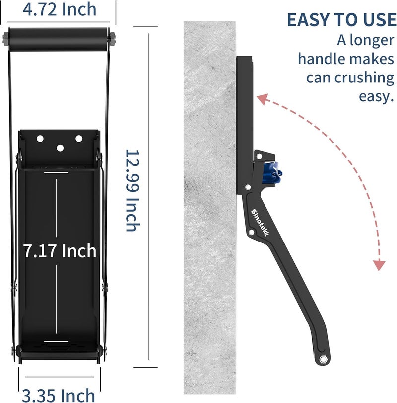 Sinotekk 16 oz Can Crusher Wall Mounted | Heavy-Duty Thickened Steel | with Built-in Bottle Opener & Non-Slip Handle | Flattened Aluminum Can in Seconds | Space-Saving Recycling Tool for Home & Garage - Image 2