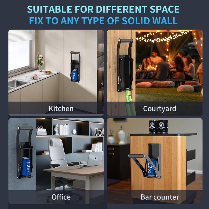 Sinotekk 16 oz Can Crusher Wall Mounted | Heavy-Duty Thickened Steel | with Built-in Bottle Opener & Non-Slip Handle | Flattened Aluminum Can in Seconds | Space-Saving Recycling Tool for Home & Garage - Image 5
