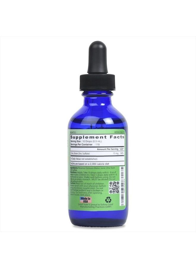 Good State Natural Ionic Zinc | Liquid Concentrate | Nano Sized Mineral Technology | Professional Grade Dietary Supplement | 1.6 fl oz Glass Bottle (50 mL)  - Image 2