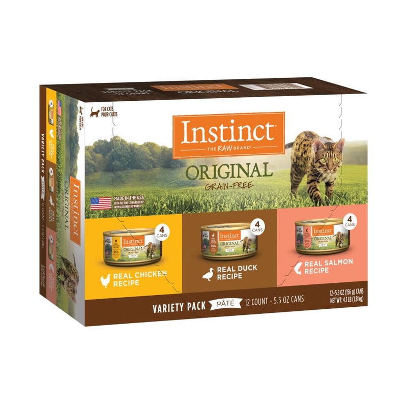 Instinct Original Pate Wet Cat Food, Grain Free Recipe - Variety Pack, 5.5 oz. Cans (Pack of 12) - Image 1