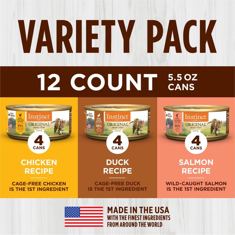 Instinct Original Pate Wet Cat Food, Grain Free Recipe - Variety Pack, 5.5 oz. Cans (Pack of 12) - Image 3