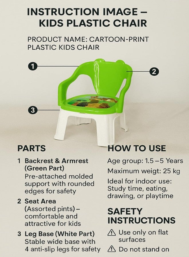 Toyify Kids Study Chair with Backrest | Comfortable, Durable & Lightweight Chair for Children - Perfect for Study, Dining & Play (BalComfort Lite, Green) - Image 4
