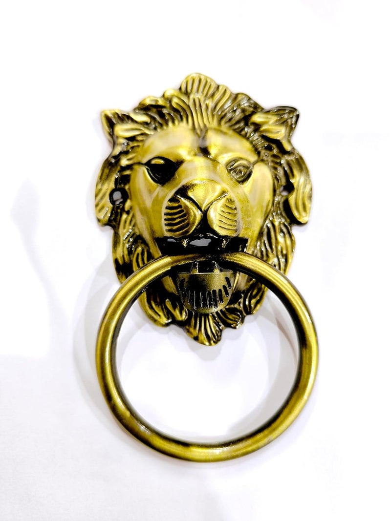 PTC Accessories Vintage King Royal gate Decor Lion Mouth with Brass Door Knocker pullers Decorative Antique Design Lion Face Door Decor Antique Design Lion Face Door Brass Handle Pull Pack of 1 - Image 5