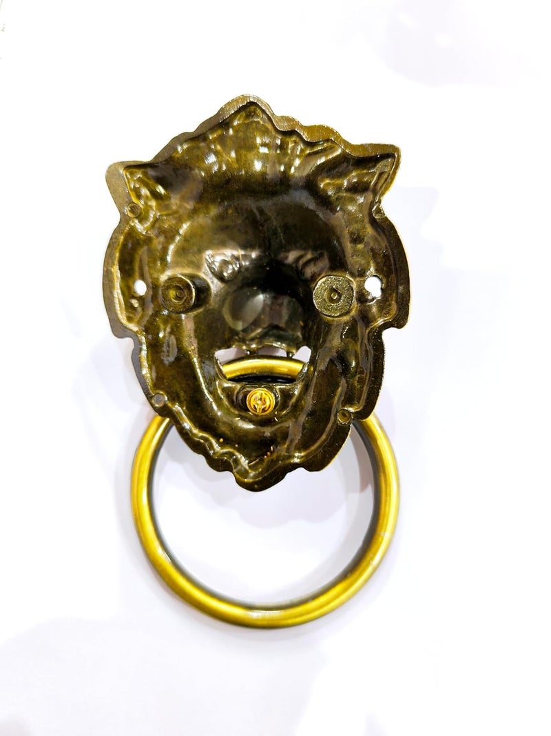 PTC Accessories Vintage King Royal gate Decor Lion Mouth with Brass Door Knocker pullers Decorative Antique Design Lion Face Door Decor Antique Design Lion Face Door Brass Handle Pull Pack of 1 - Image 4