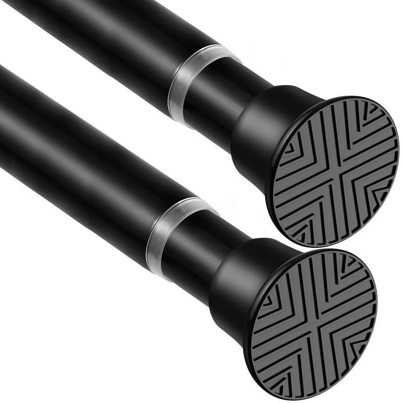 WEIXINHAI 2 Pack Black Spring Tension Curtain Rods 23-46 Inches, 0.7" Diameter, Spring Loaded Curtain Rods No Drilling, Adjustable Small Tension Rod for Windows, Bathroom, Kitchen, Doorway, Closet - Image 1
