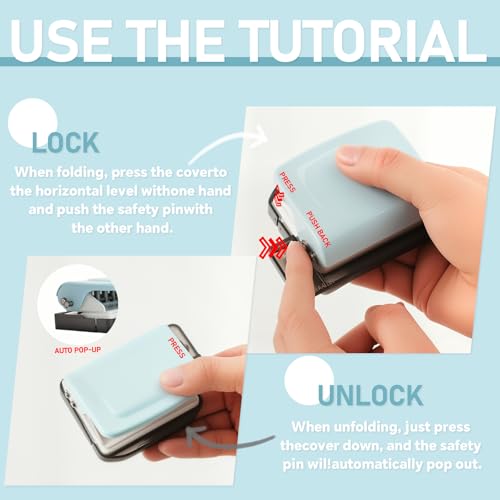 TBSKTBE Spiral Binding Machine-Mini 6 Hole Puncher, DIY Creative Book Binder Machine for Planner, A4-30 Holes, A5-20 Holes, B5 26 Holes with 16 PCS 6-Hole Loose Leaf - Blue - Image 5