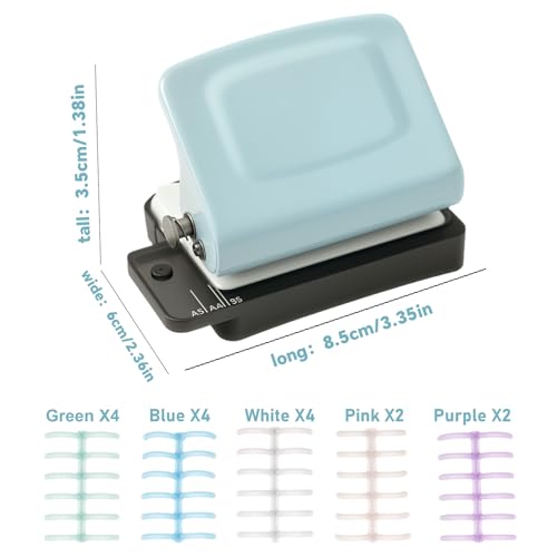 TBSKTBE Spiral Binding Machine-Mini 6 Hole Puncher, DIY Creative Book Binder Machine for Planner, A4-30 Holes, A5-20 Holes, B5 26 Holes with 16 PCS 6-Hole Loose Leaf - Blue - Image 4