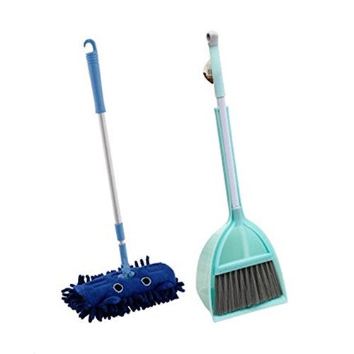 Xifando Mini Housekeeping Cleaning Tools for Children,3pcs Include Mop,Broom,Dustpan (Blue Mop+Frash Blue Broom&Dustpan) - Image 1