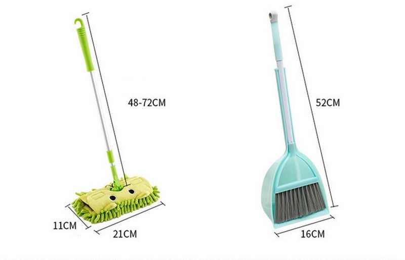 Xifando Mini Housekeeping Cleaning Tools for Children,3pcs Include Mop,Broom,Dustpan (Blue Mop+Frash Blue Broom&Dustpan) - Image 4