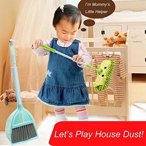 Xifando Mini Housekeeping Cleaning Tools for Children,3pcs Include Mop,Broom,Dustpan (Blue Mop+Frash Blue Broom&Dustpan) - Image 5
