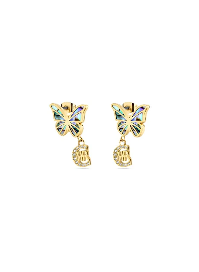 شيروتي 1881 Crr Butterfly Goldplated  Abalone Mother of Pearl Studs for Women