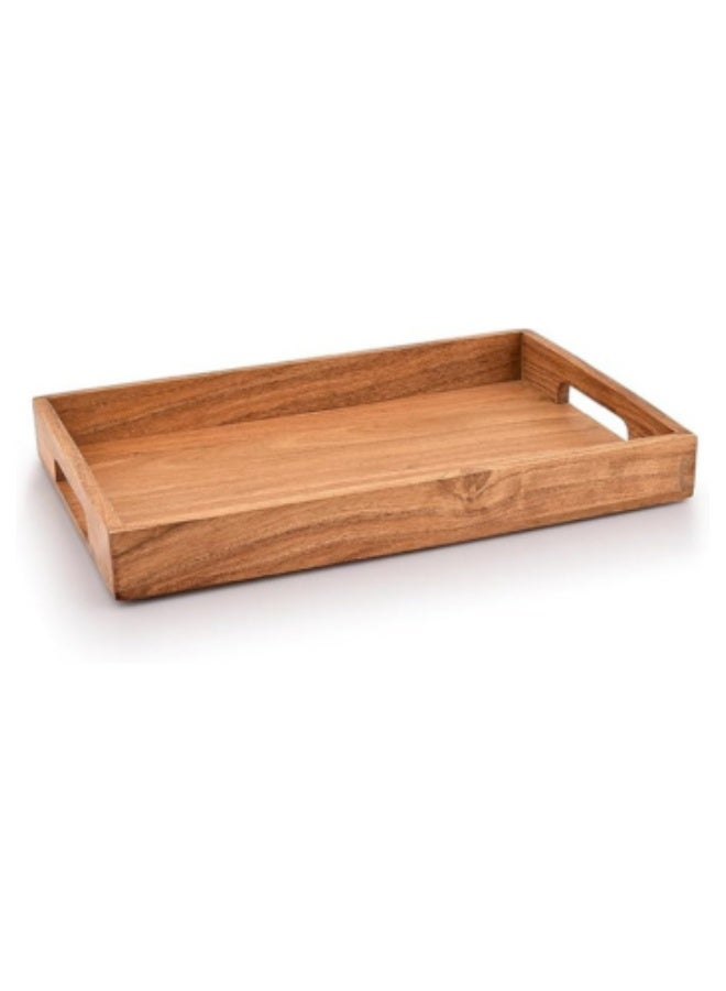 Acacia Wood Serving Tray With Handles for Breakfast, Snacks, Coffee Tables (38.1cm x 25.4cm x 4.06cm) - Image 2