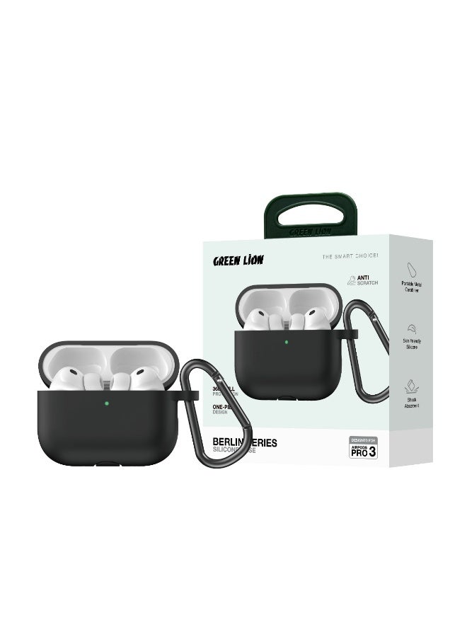 GREEN LION Silicone AirPod Case for AirPods 3 / Protective Cover with Shockproof Design / Dust & Scratch Resistant / Soft Touch Finish / Lightweight & Portable / Easy Access to Charging Port - Black - Image 2