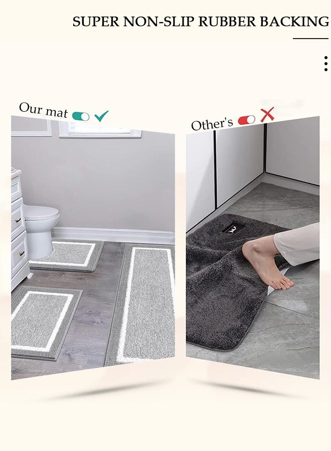 DUNISO Bathroom Rugs Sets 3 Piece Bath Mat Set with Non-Slip Absorbentb Rugs and Mats, Large Aize Super Absorbent, Anti slip, Delicate and Soft Fluff Washable Suitable for Bathtubs Bathrooms and Toilets - Image 5