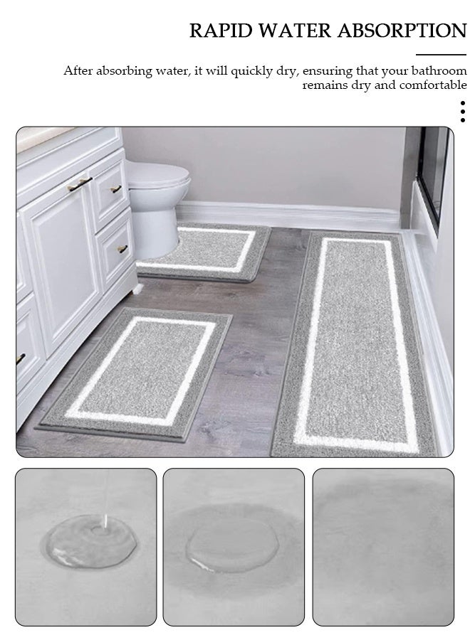 DUNISO Bathroom Rugs Sets 3 Piece Bath Mat Set with Non-Slip Absorbentb Rugs and Mats, Large Aize Super Absorbent, Anti slip, Delicate and Soft Fluff Washable Suitable for Bathtubs Bathrooms and Toilets - Image 3