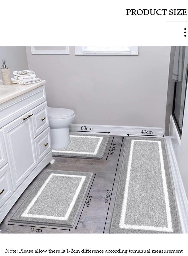 DUNISO Bathroom Rugs Sets 3 Piece Bath Mat Set with Non-Slip Absorbentb Rugs and Mats, Large Aize Super Absorbent, Anti slip, Delicate and Soft Fluff Washable Suitable for Bathtubs Bathrooms and Toilets - Image 2