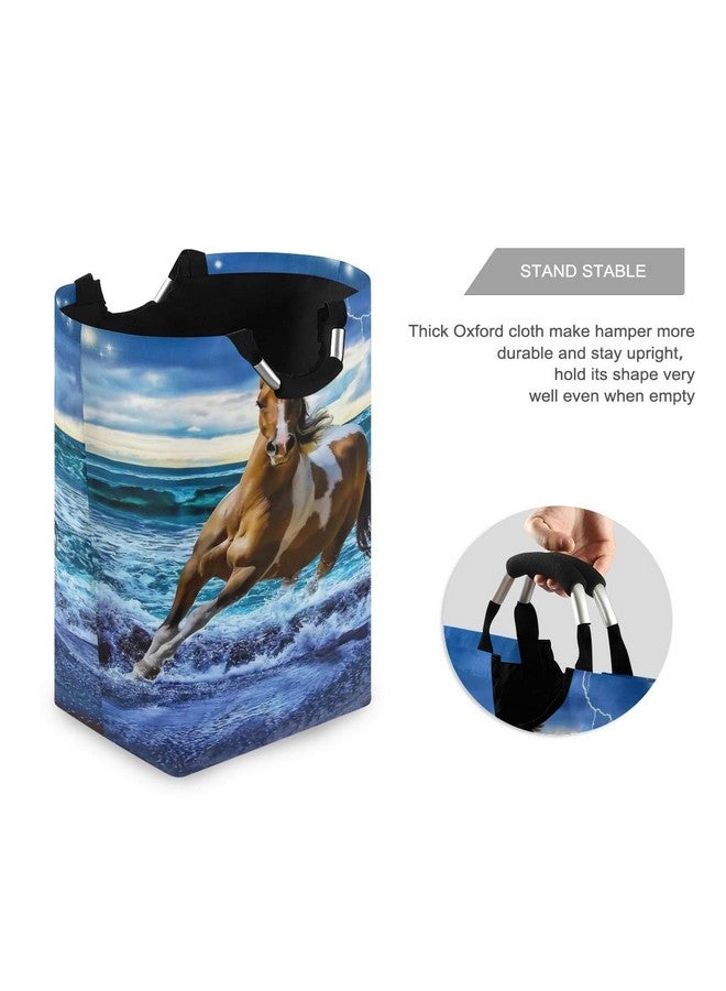 senya Large Storage Basket with Handles Collapsible Organizer Bin Laundry Hamper for Nursery Clothes Toys, Running Horse - Image 2
