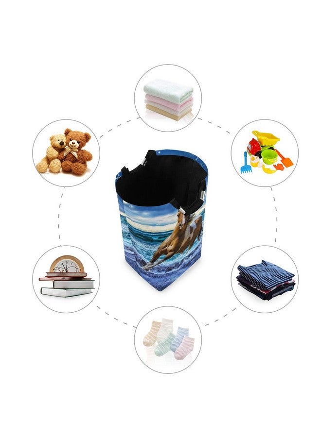 senya Large Storage Basket with Handles Collapsible Organizer Bin Laundry Hamper for Nursery Clothes Toys, Running Horse - Image 5