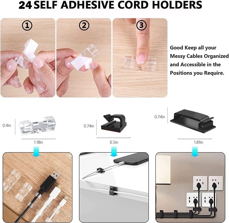 ANYOUI 273 Pcs Cable Management Organizer Kit, Cable Organizer For Home And Office. Useful For Power Cord, Desktop Cable Clips Bundle, Usb Cable, Tv Cable, Pc, Home Office Cord Holder For Desk Etc - Image 5
