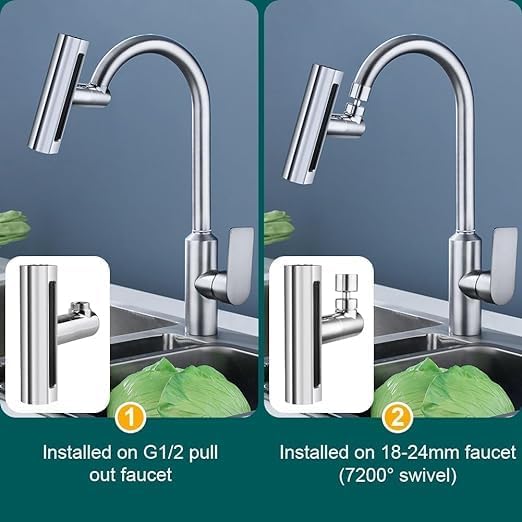 POPLEY 360 Degree Universal Shower Faucet Universal Swivel Waterfall Faucet Stainless Steel Multifunctional Adjustable Kitchen Faucet with Pull Out SprayerPack of 1 - Image 5