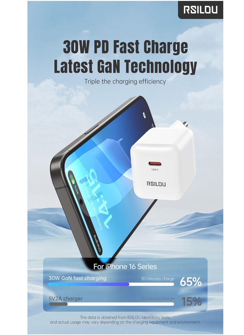 شاحن R4262 30 وات USB-C فائق السرعة، الطاقة والسرعة والأمان في تصميم واحد صغير الحجم، GaN، يدعم أجهزة Apple وجميع الهواتف الذكية والأجهزة اللوحية وسماعات الرأس التي تعمل بتقنية البلوتوث وغيرهم, حماية متعددة