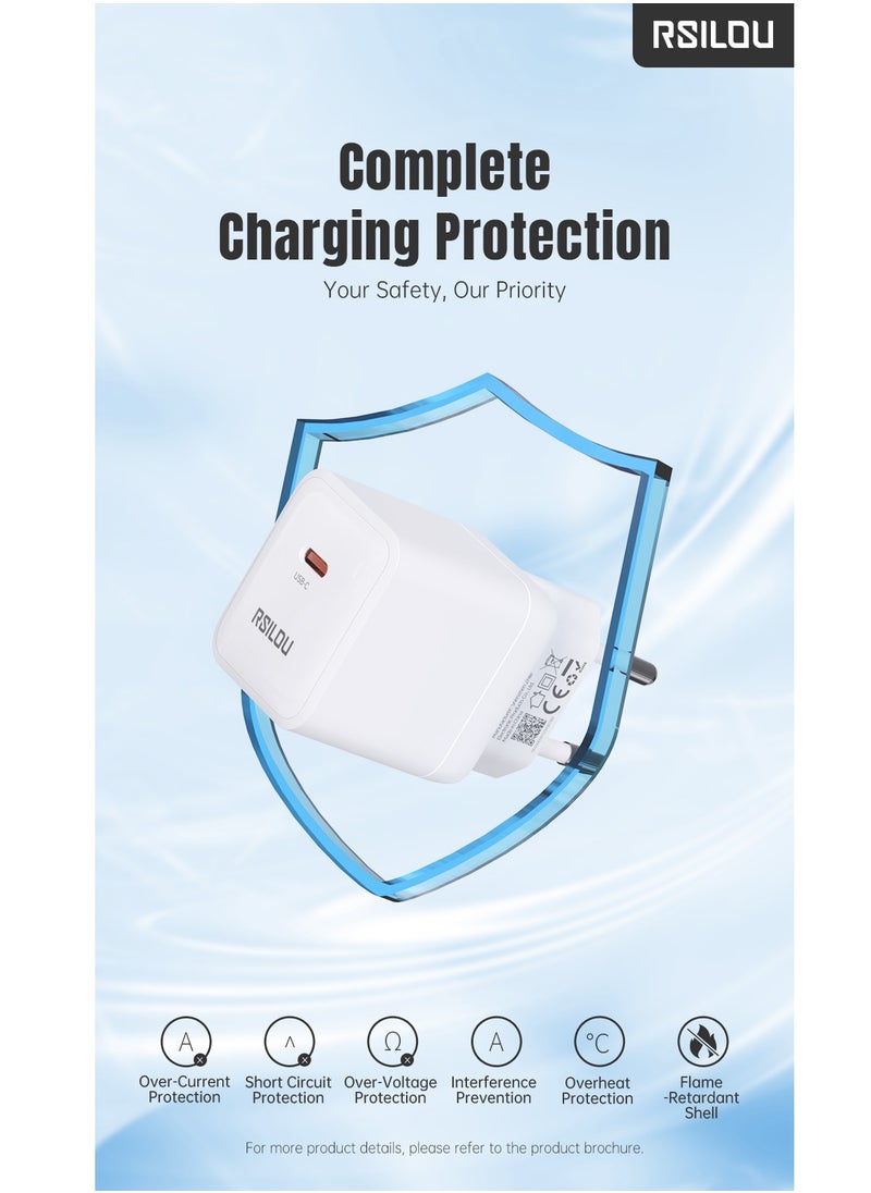 شاحن R4262 30 وات USB-C فائق السرعة، الطاقة والسرعة والأمان في تصميم واحد صغير الحجم، GaN، يدعم أجهزة Apple وجميع الهواتف الذكية والأجهزة اللوحية وسماعات الرأس التي تعمل بتقنية البلوتوث وغيرهم, حماية متعددة