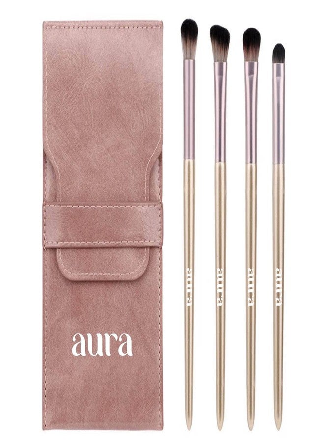 AURA 4 Soft Synthetic Eyeshadow Brush Kit - For Blending or Concealer. Eyeshadow brush set with case by aura. Eye makeup brushes and tools. Professional eyeshadow brushes. Brochas para sombra de ojos. - Image 1